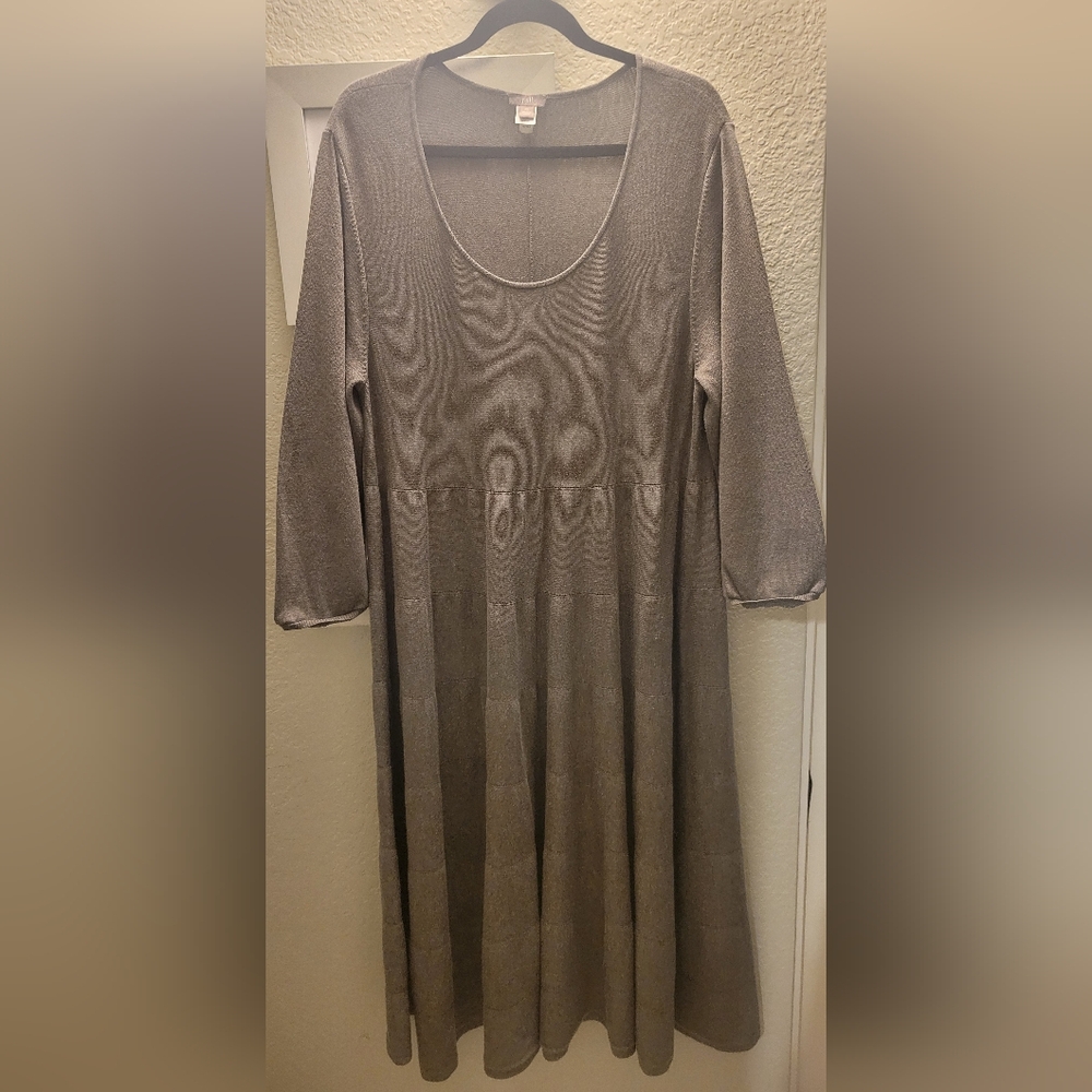 J. Jill Grey Cotton Nylon Silk Blend Tiered Sweater Dress Size‎ XL